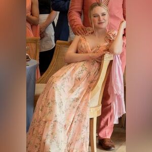 Mac Duggal 67803 Pink Floral Ruffle Tiered Gown Prom Pageant Formal Womens 4